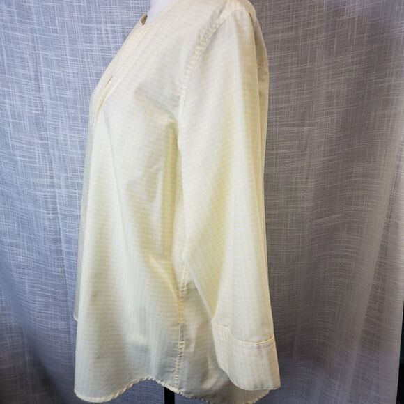 Pretty Yellow Gingham Wrinkle Free Button Front Top womens size XL Casual Blouse - Picture 4 of 6